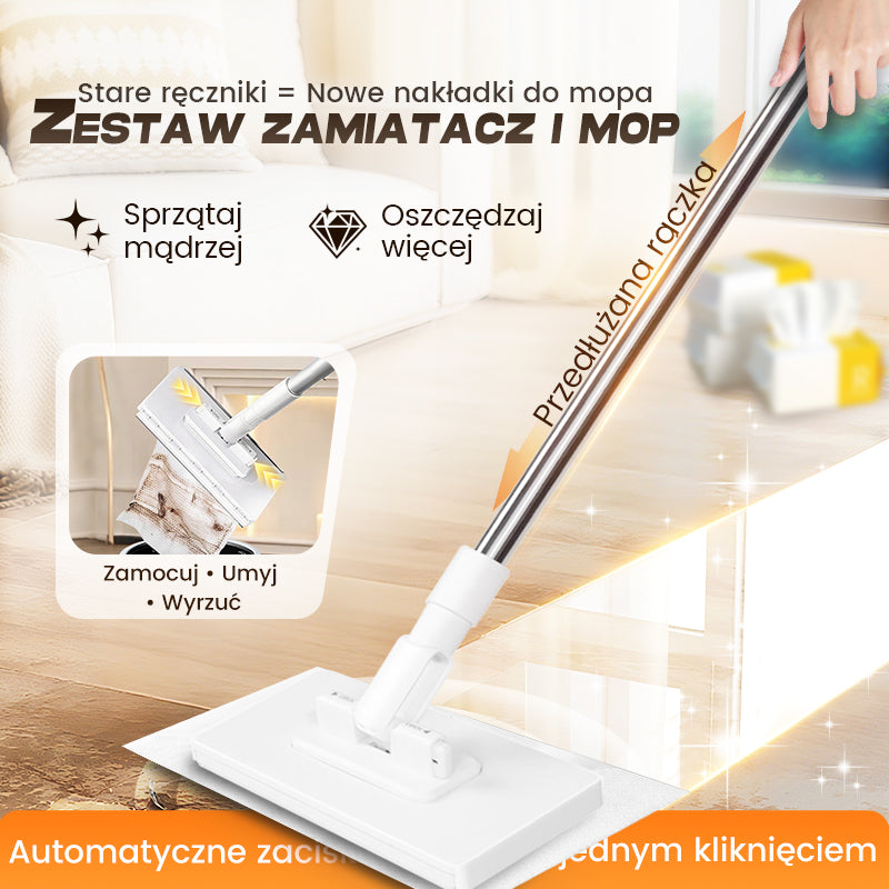 💥 Jednorazowy mop do kurzu z 4 pokrowcami wielokrotnego użytku 🧹 ✨