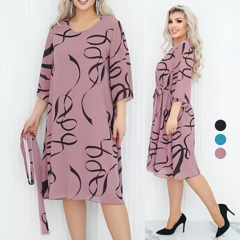 🌸Elegancka luźna sukienka midi z marszczonymi rękawami