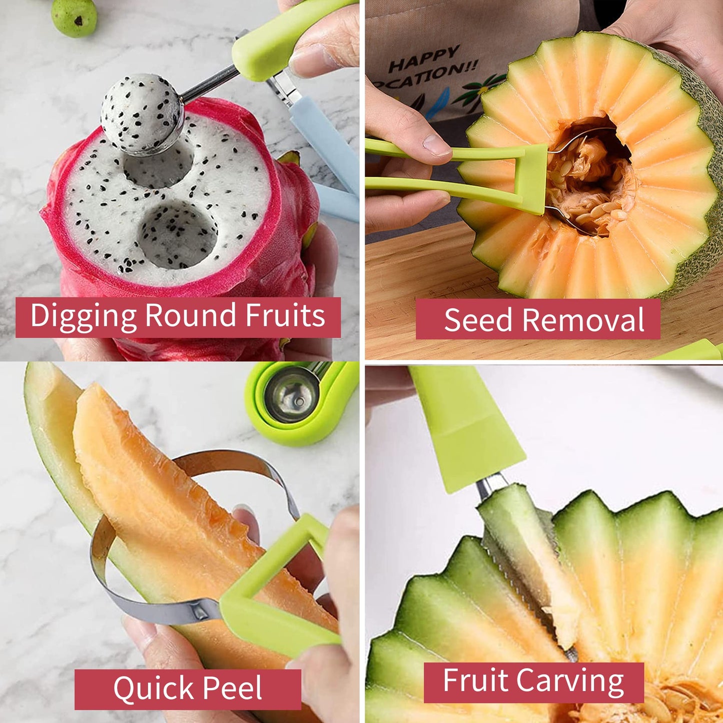 🍉🍏NÓŻ DO OWOCÓW 4 W 1🍎