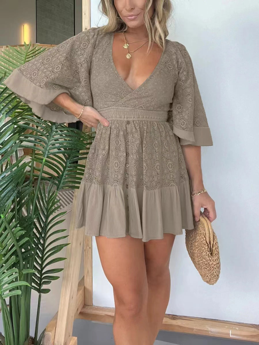 🔥👗 Sukienka Crochet Romper z odkrytymi plecami