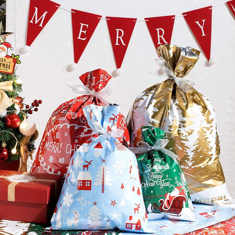 🎅Świąteczne torby na prezenty ze sznurkiem (biodegradowalne)