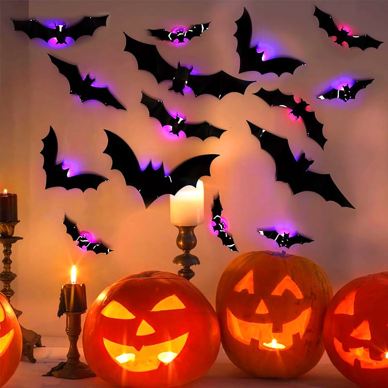 🦇Halloweenowe świecące nietoperze 3D