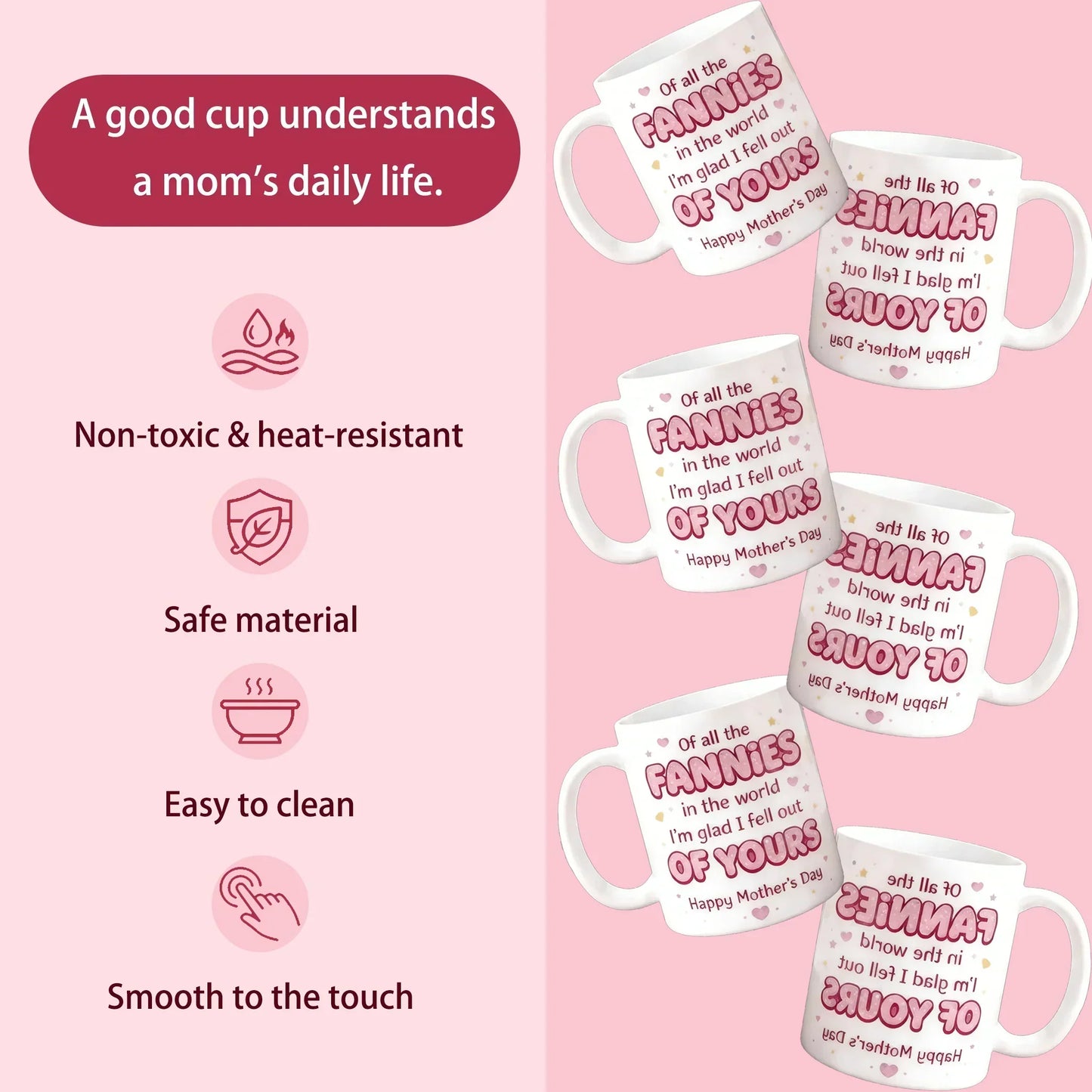 🌸🎁 Kubek na Dzień Matki – „Spośród wszystkich kobiet na świecie cieszę się, że wypadłem z Twojego brzucha”.