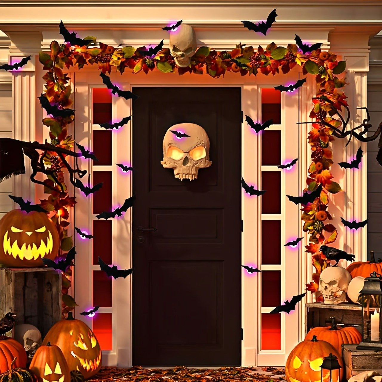 🦇Halloweenowe świecące nietoperze 3D