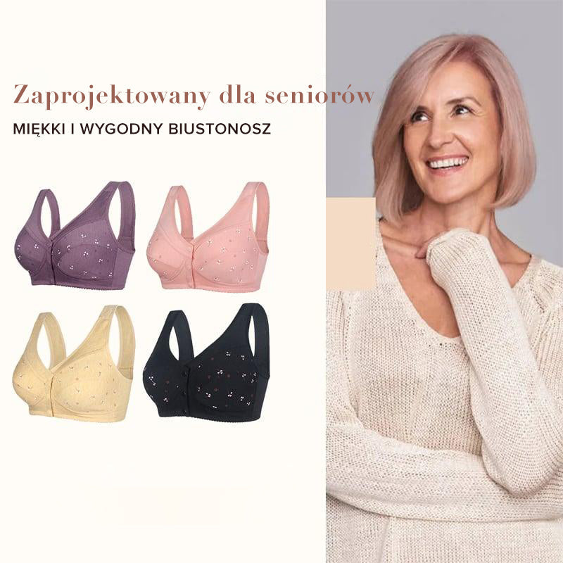 Projekt dla seniorów Bawełniany biustonosz z zapięciem z przodu