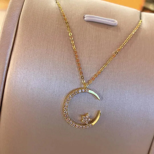 💕Jasna noc: Naszyjnik z księżycem i gwiazdą 🌙🎅 Oferta ograniczona czasowo