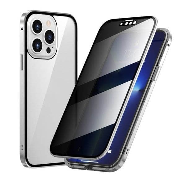🔥 Magnetyczne etui na iPhone'a z prywatnym szkłem i metalową ramką📱