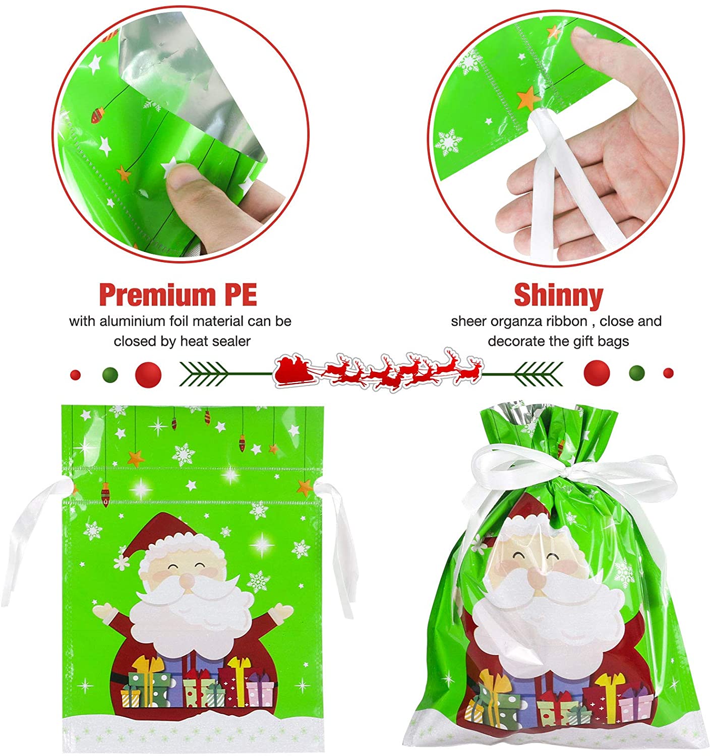 🎅Świąteczne torby na prezenty ze sznurkiem (biodegradowalne)
