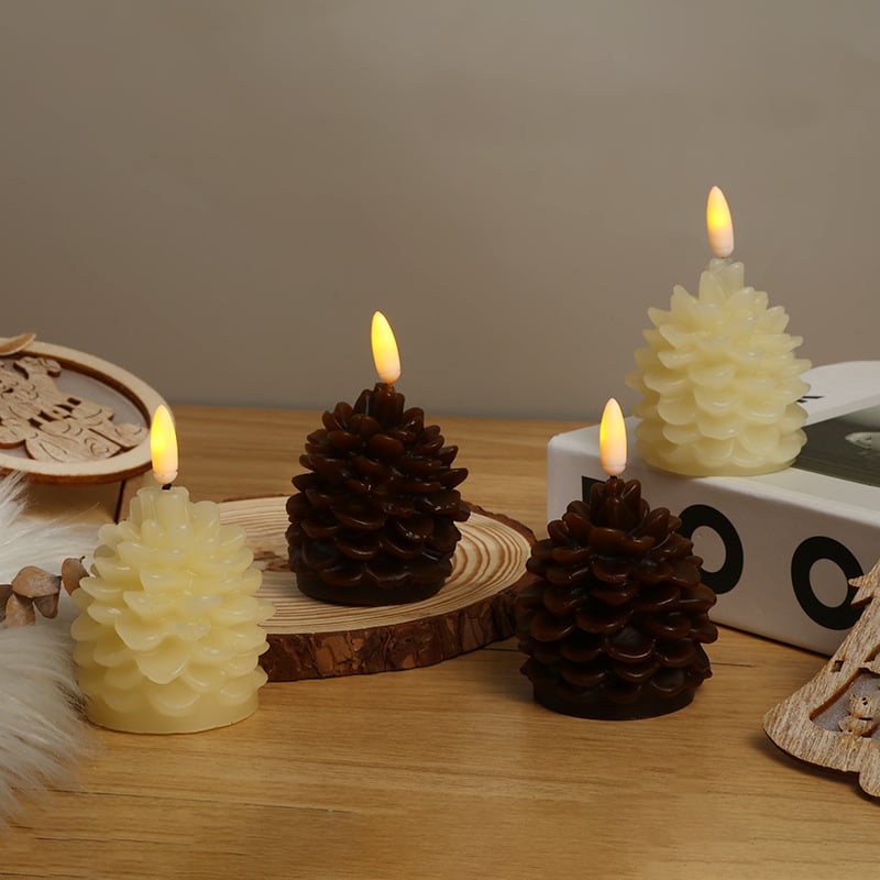⛄🔥Świeczki bezpłomieniowe w kształcie szyszek sosnowych zasilane bateryjnie