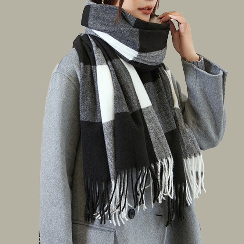 🥳Zimowa wyprzedaż 40% taniej🔥Damski zimowy szalik w kratę z frędzlami