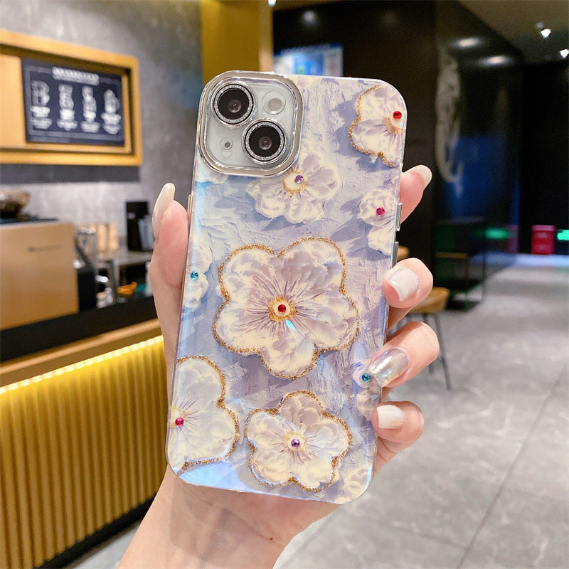 Etui na iPhone'a Oil Painting Flower z folią ochronną na obiektyw