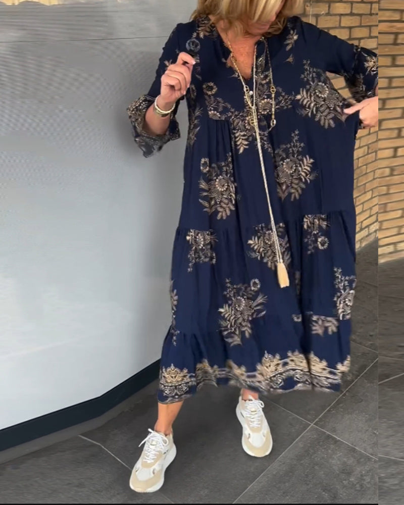 💖Luźna sukienka v-neck w stylu vintage