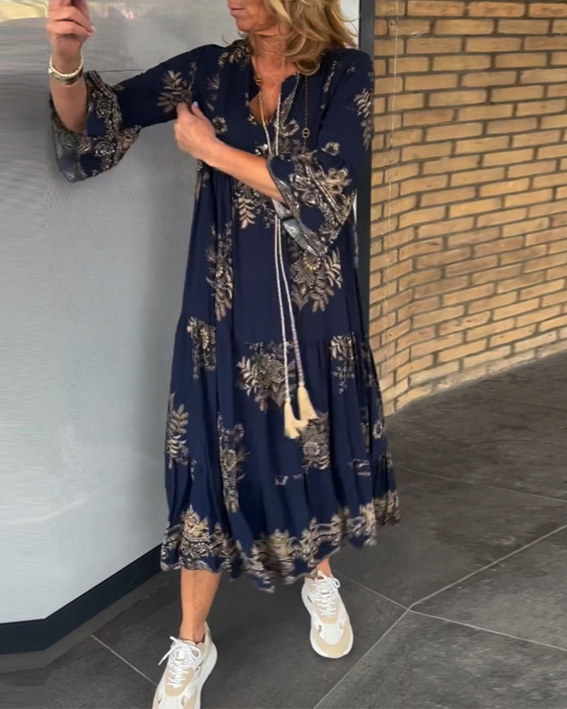 💖Luźna sukienka v-neck w stylu vintage