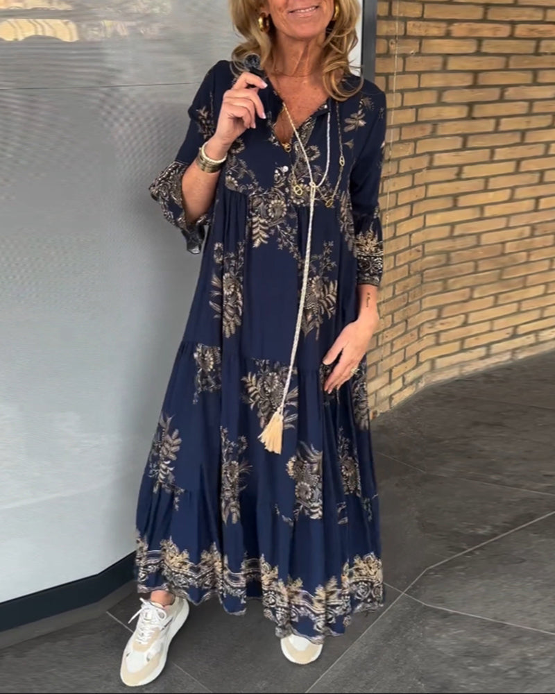 💖Luźna sukienka v-neck w stylu vintage