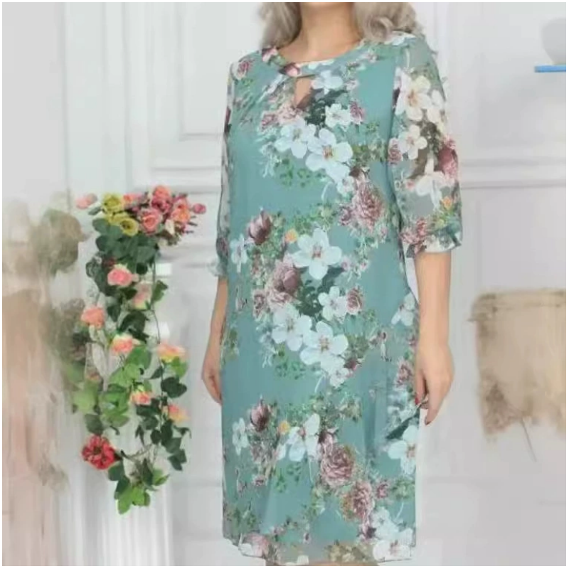 💝Damska sukienka do kolan z kwiatowym nadrukiem