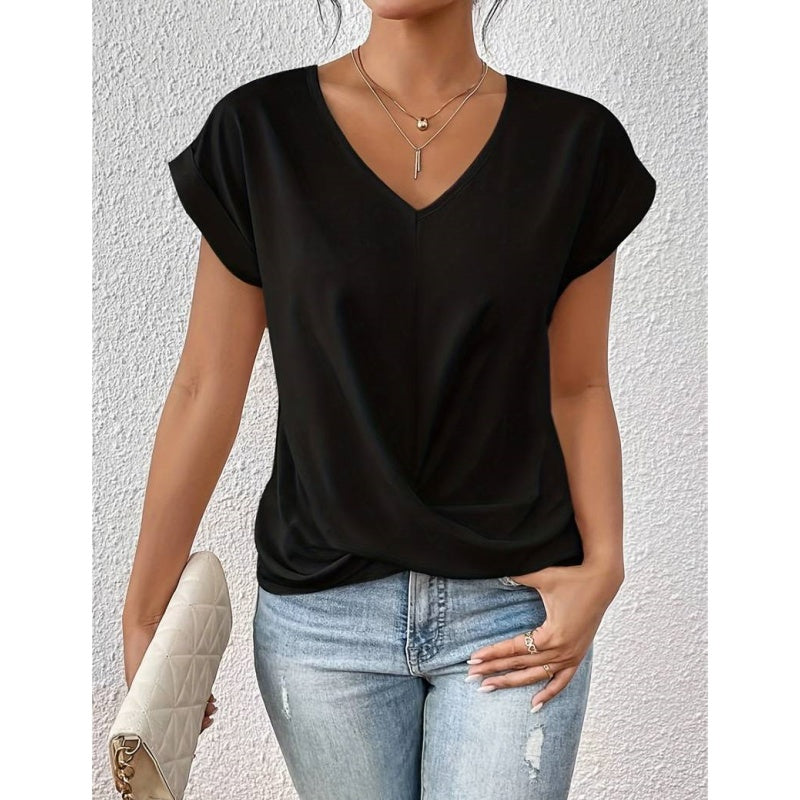 👚 Elegancka casualowa koszulka z krótkim rękawem