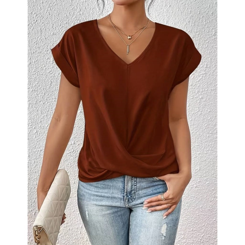 👚 Elegancka casualowa koszulka z krótkim rękawem