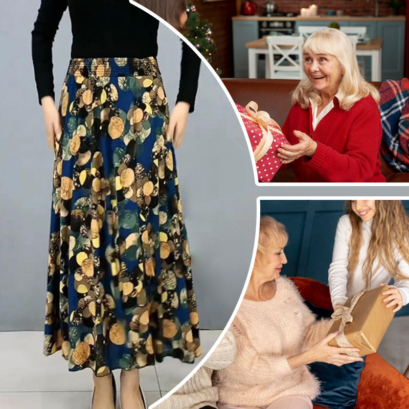 👗Damska długa spódnica plisowana w kwiaty z wysokim stanem