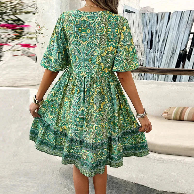 👗Kwiatowe sukienki damskie z dekoltem V