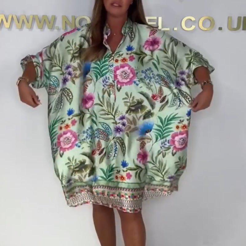 【S-3XL】👗Satynowa sukienka z nadrukiem