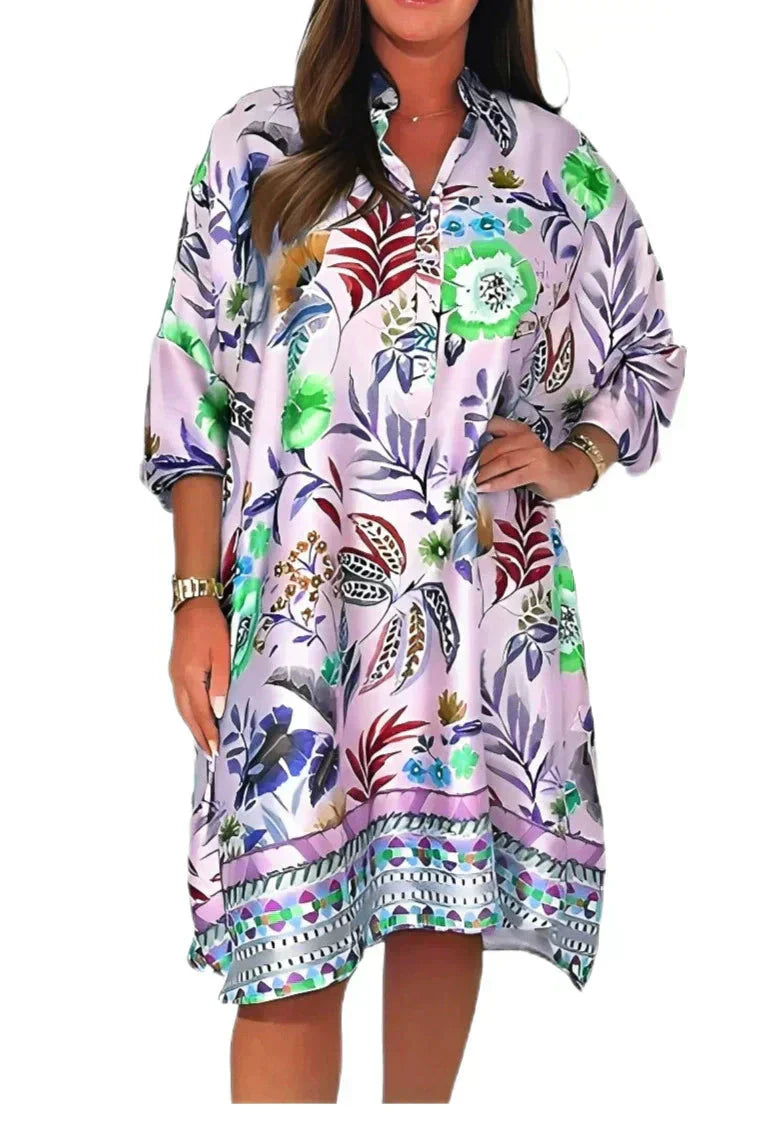 【S-3XL】👗Satynowa sukienka z nadrukiem