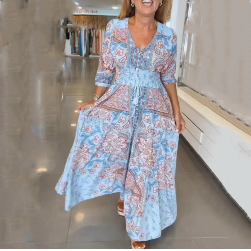🔥👗Elegancka damska kwiecista sukienka na sznurka