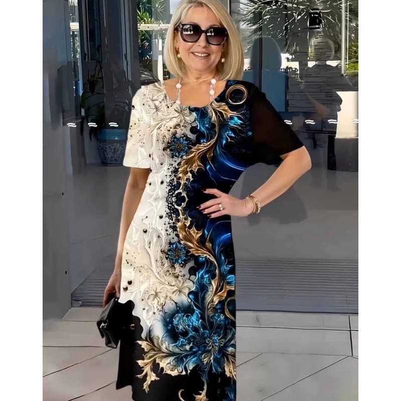 👗Letnia sukienka damska w trójwymiarowy kwiatowy wzór ✨