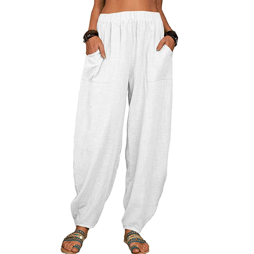 👚Damskie lniane i bawełniane spodnie z szerokimi nogawkami