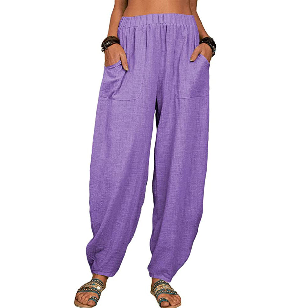👚Damskie lniane i bawełniane spodnie z szerokimi nogawkami