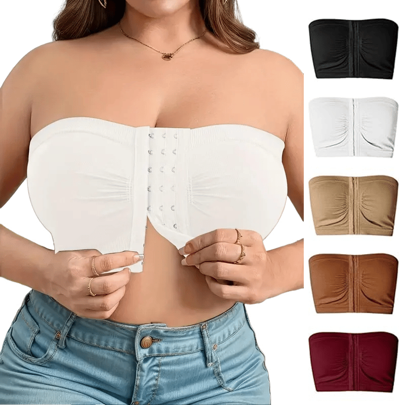 🔥👚Biustonosz bez ramiączek w dużym rozmiarze, zapinany z przodu na klamrę, oddychający