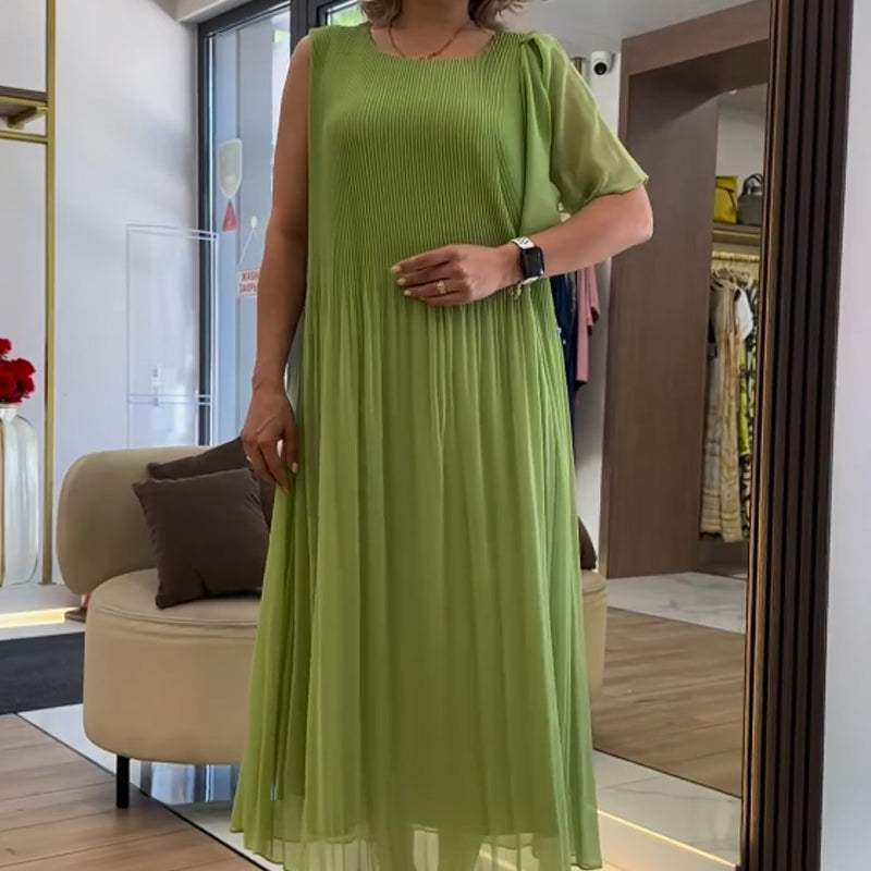 💃🏻 Damska modna szyfonowa sukienka bez rękawów z plisami