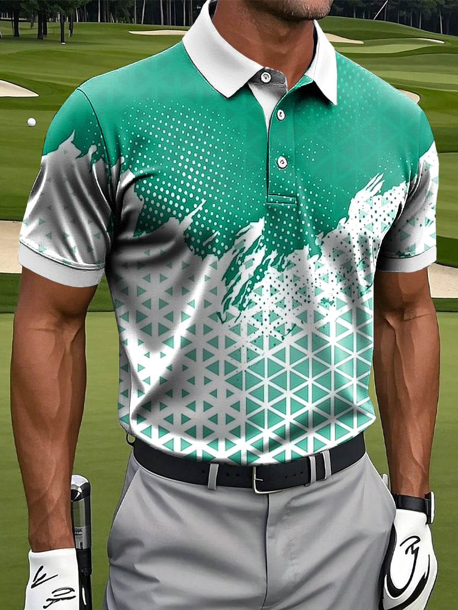Męska koszulka polo z nadrukiem retro abstrakcyjna geometryczna w stylu polka w stylu retro
