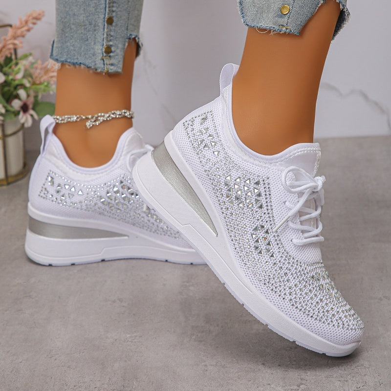 🏃👟Sneakersy z oddychającej siateczki, ozdobione kryształkami