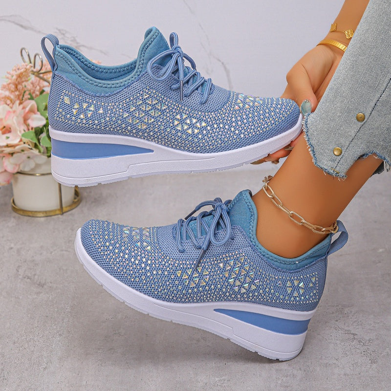 🏃👟Sneakersy z oddychającej siateczki, ozdobione kryształkami