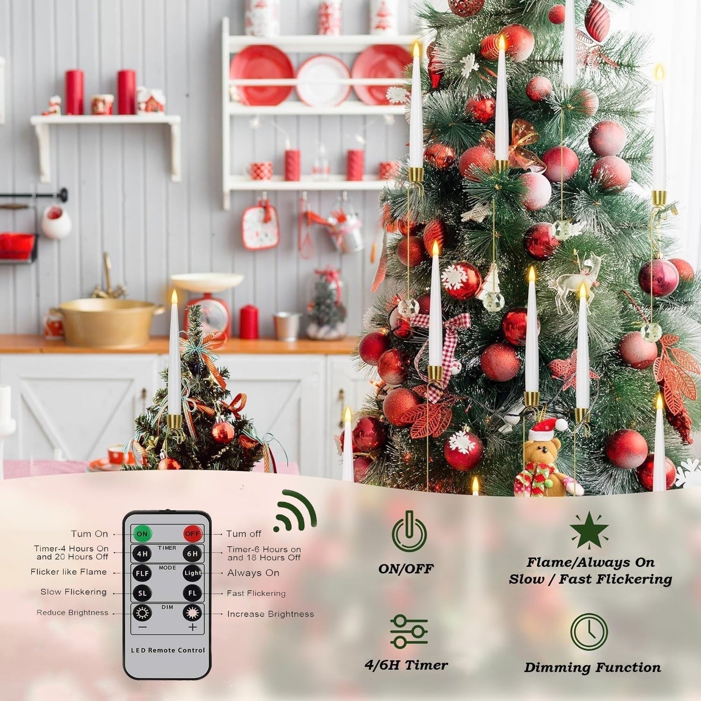 🎁Wyprzedaż: 49% zniżki🎄Choinkowa świeczka LED przezroczysta kryształowa bombka🕯️