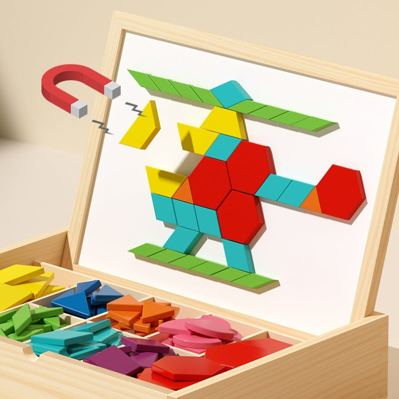 🎄Idealny prezent świąteczny🎁 Drewniany zestaw puzzli magnetycznych🧠🧩
