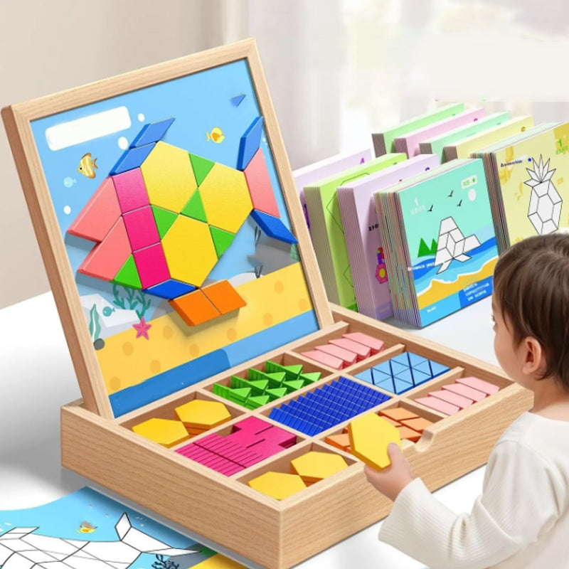 🎄Idealny prezent świąteczny🎁 Drewniany zestaw puzzli magnetycznych🧠🧩