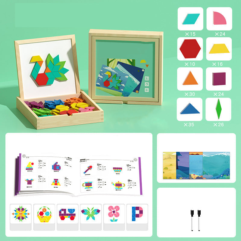 🎄Idealny prezent świąteczny🎁 Drewniany zestaw puzzli magnetycznych🧠🧩