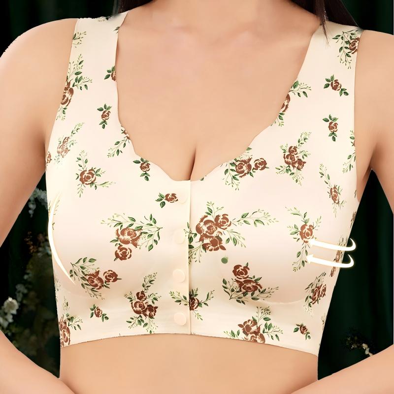 💃Kup jeden, drugi dostaniesz gratis💗Damski bezszwowy jedwabny biustonosz push-up z nadrukiem