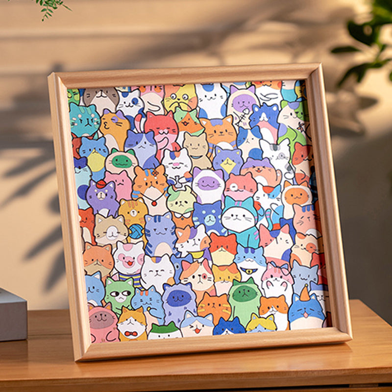 🐱Drewniana ramka na zdjęcia w kształcie puzzli z kotem, do samodzielnego pomalowania🧩
