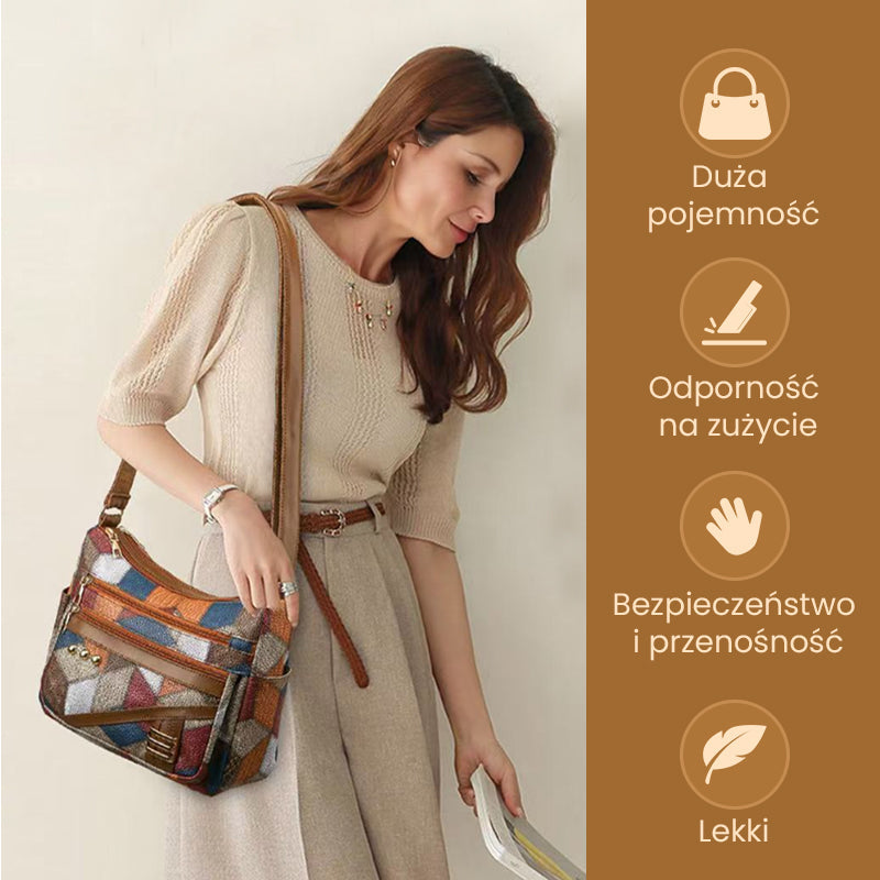 🔥Wyprzedaż: 40% zniżki👜Torba z Vintage Geometrycznym Wzorem - Z Regulowanym Paskiem