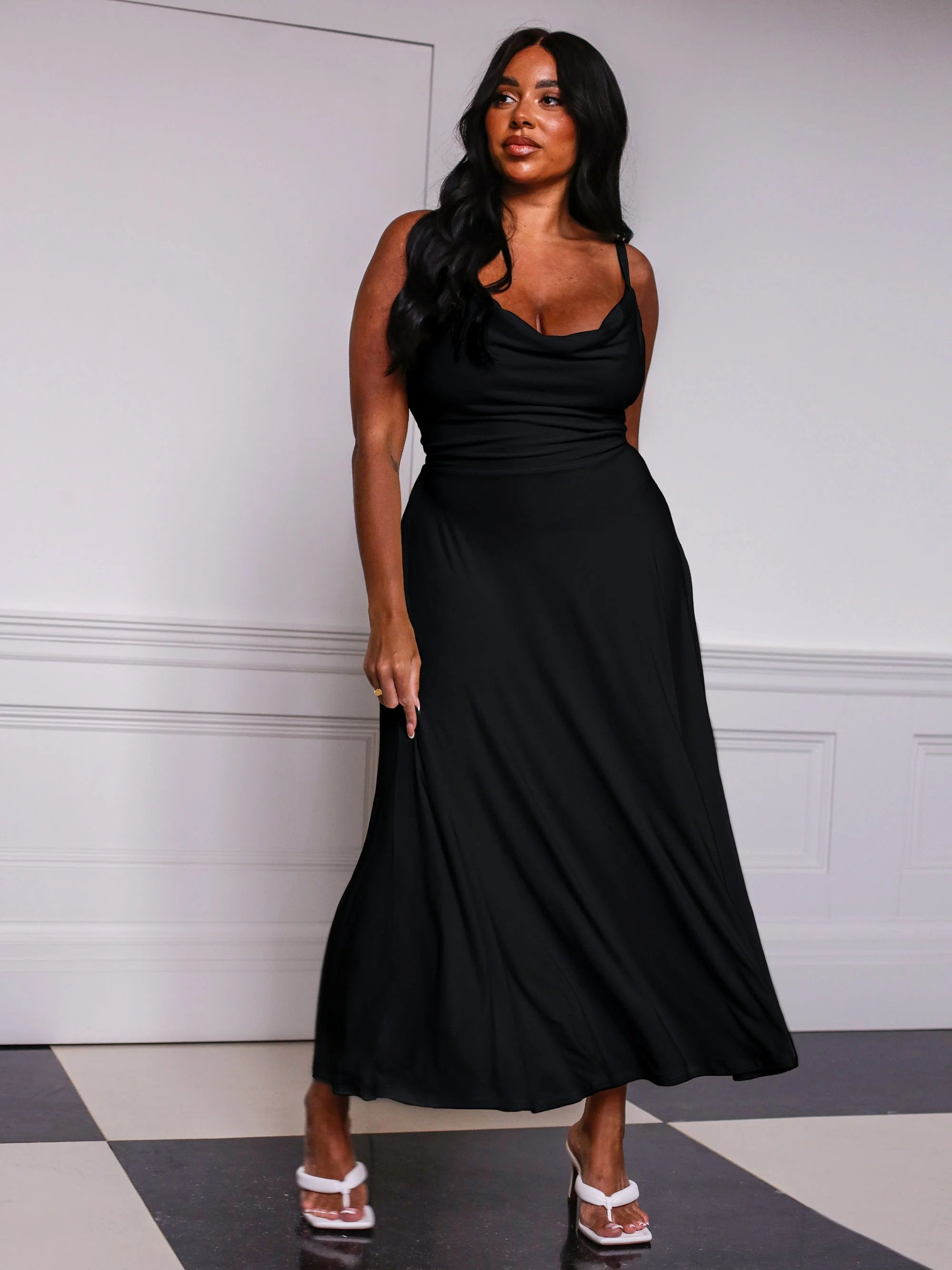 💃Lulah Drape Maxi Dress z wbudowanym biustonoszem