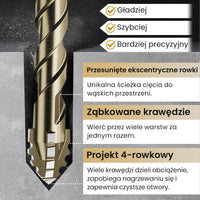 🔥2025 Gorąca wyprzedaż🔥Zestaw wierteł o wysokiej wytrzymałości z 4-rowkowymi ząbkowanymi wiertłami ekscentrycznymi