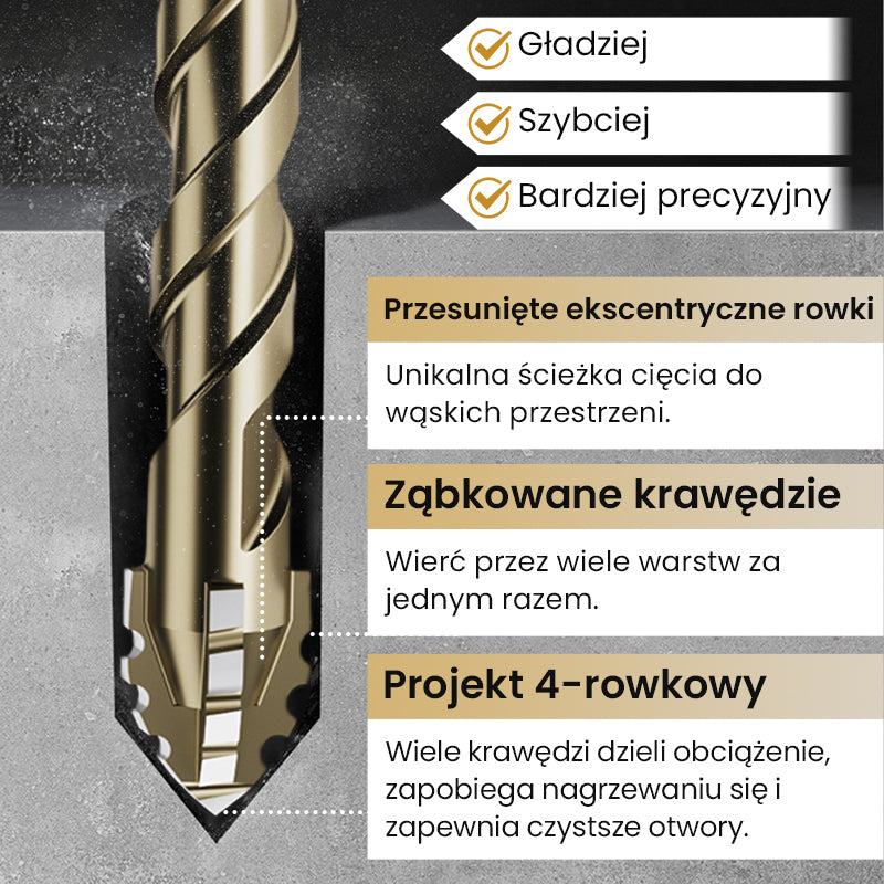 🔥2025 Gorąca wyprzedaż🔥Zestaw wierteł o wysokiej wytrzymałości z 4-rowkowymi ząbkowanymi wiertłami ekscentrycznymi