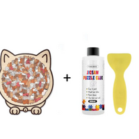🐱135-elementowa drewniana układanka w kształcie kota w kolorach Morandiego🎁
