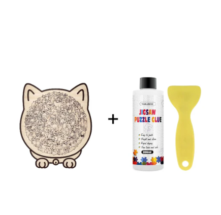 🐱135-elementowa drewniana układanka w kształcie kota w kolorach Morandiego🎁