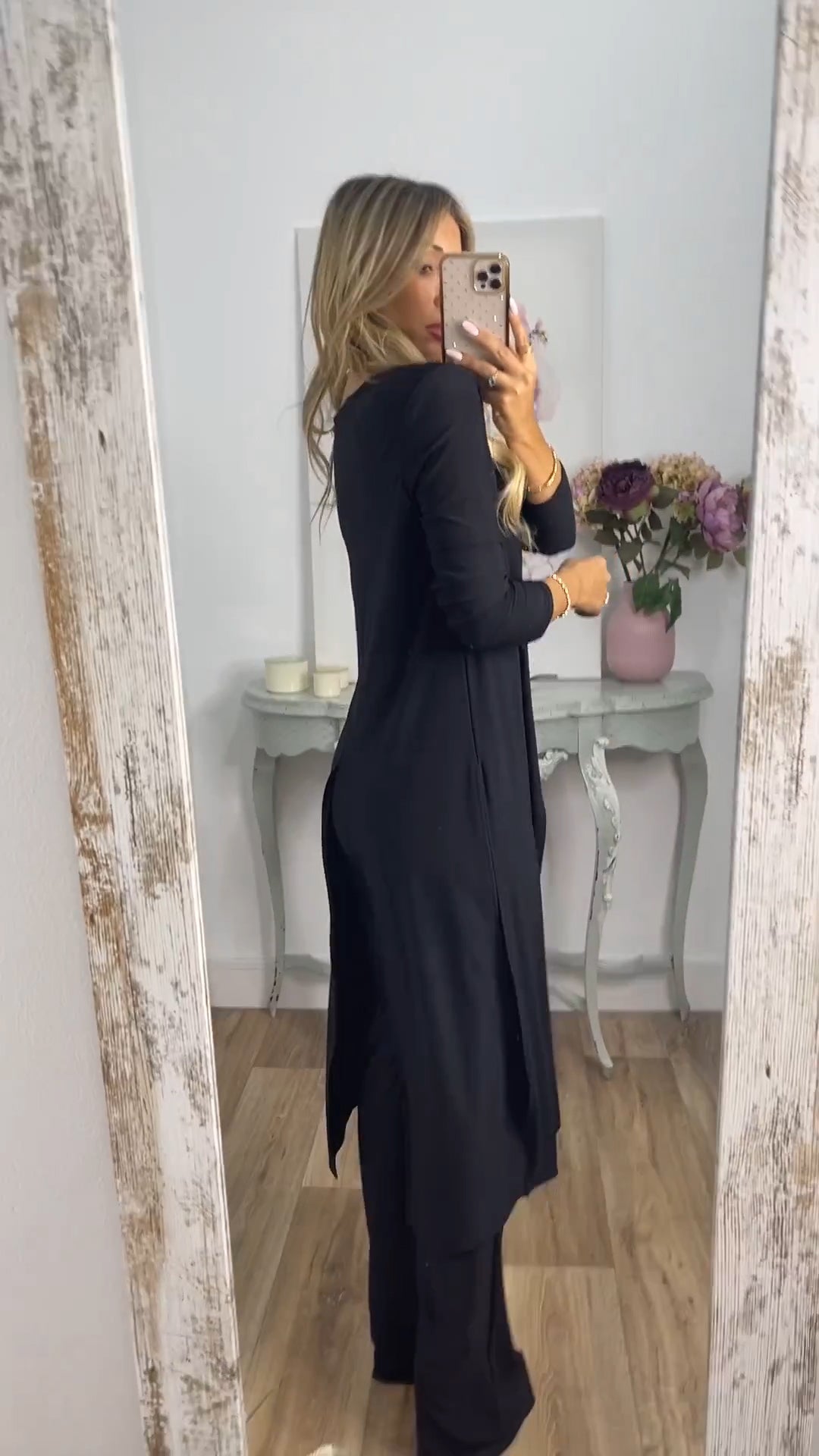 🎁Elegancki 2-częściowy garnitur z długim topem i dopasowanymi spodniami✨