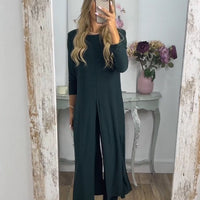 🎁Elegancki 2-częściowy garnitur z długim topem i dopasowanymi spodniami✨