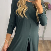🎁Elegancki 2-częściowy garnitur z długim topem i dopasowanymi spodniami✨
