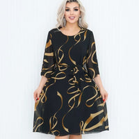 🌸Elegancka luźna sukienka midi z marszczonymi rękawami